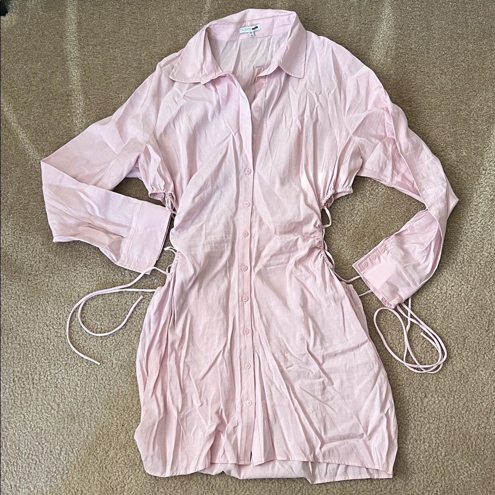 Fashion Nova Pink Long Sleeve Dress